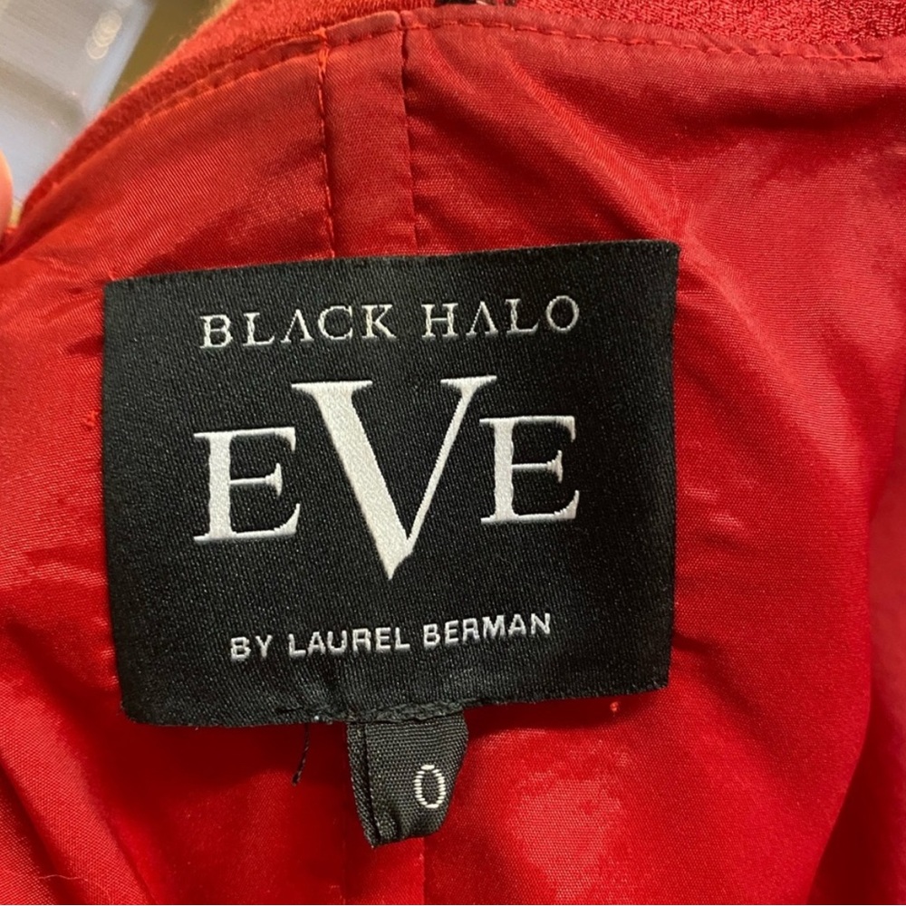 Black Halo EVE by Laurel Berman Red Tiered Peplum Cocktail Dress - Picture 4 of 5
